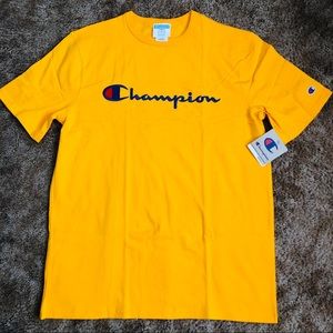 Champion Embroidered Script Logo T-Shirt - Yellow
